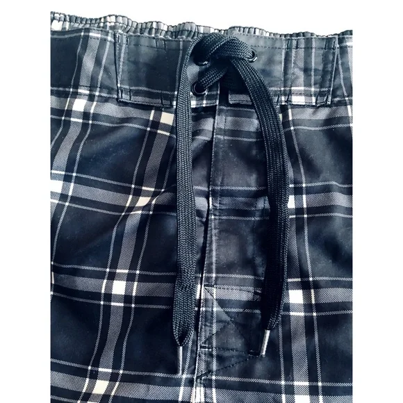 Joe Boxer Mens Plaid Blue Swim Trunks with Colorful Designs - Picture 3 of 7